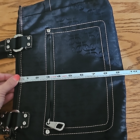 VTG FOSSIL Blackburn Signature Canvas & Leather Shoulder Bag - Black - Picture 12 of 15